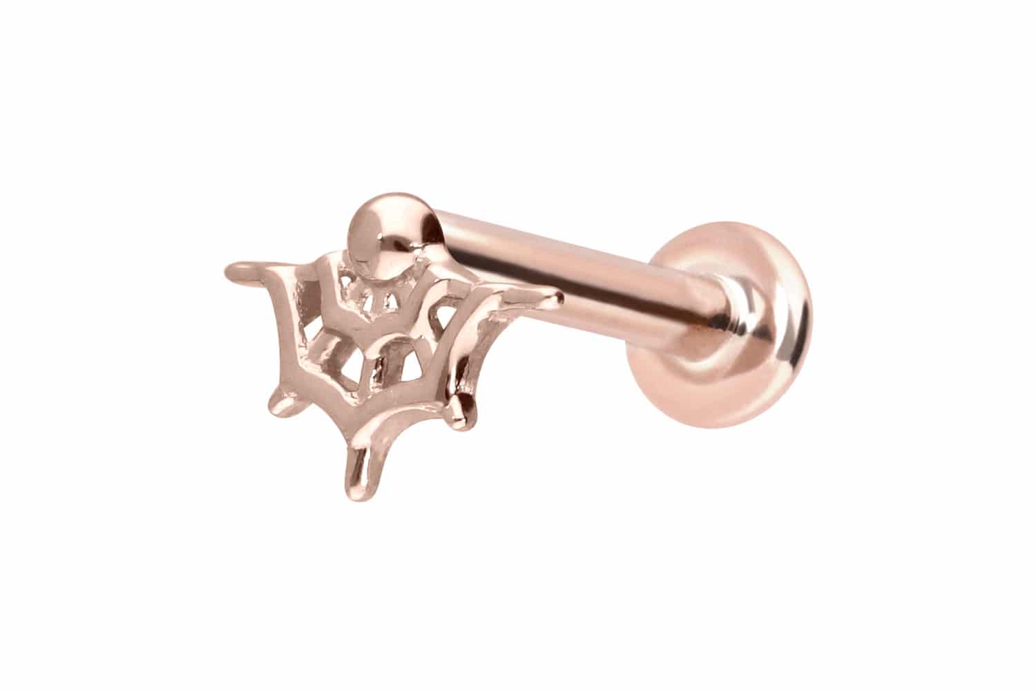 14 Karat Gold Labret Piercing mit Innengewinde SPINNENNETZ